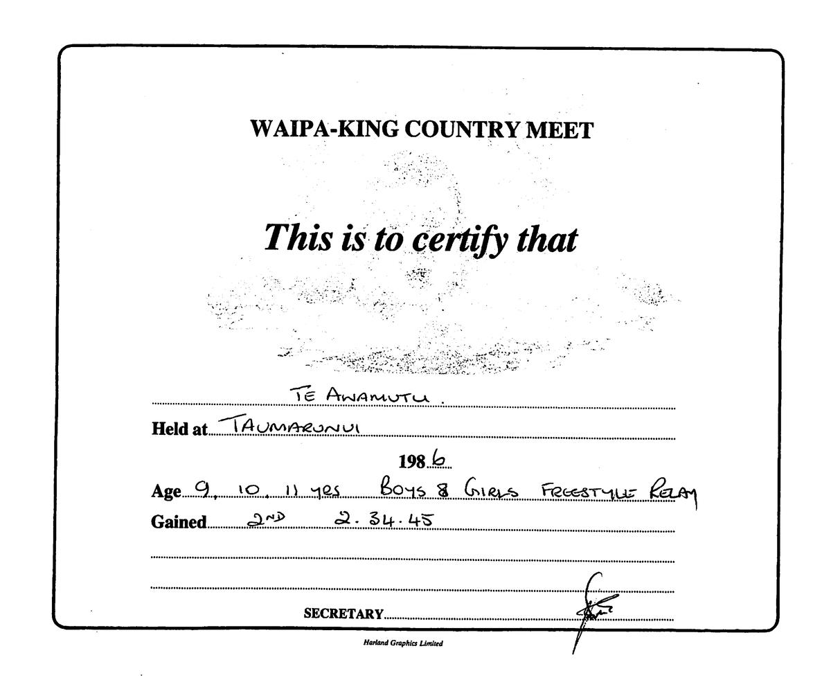 Certificate Te Awamutu Museum certificate-te-awamutu-museum